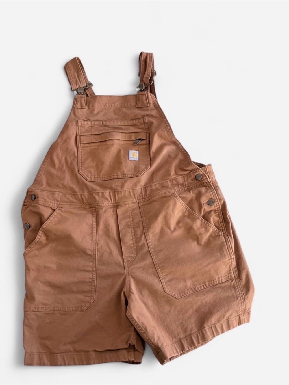 Carhartt Women’s Brown Canvas Relaxed Fit Short Overalls - Picture 7 of 8